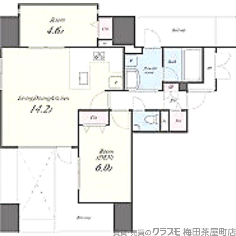 JASPER御堂筋本町(2LDK/2階)の間取り写真