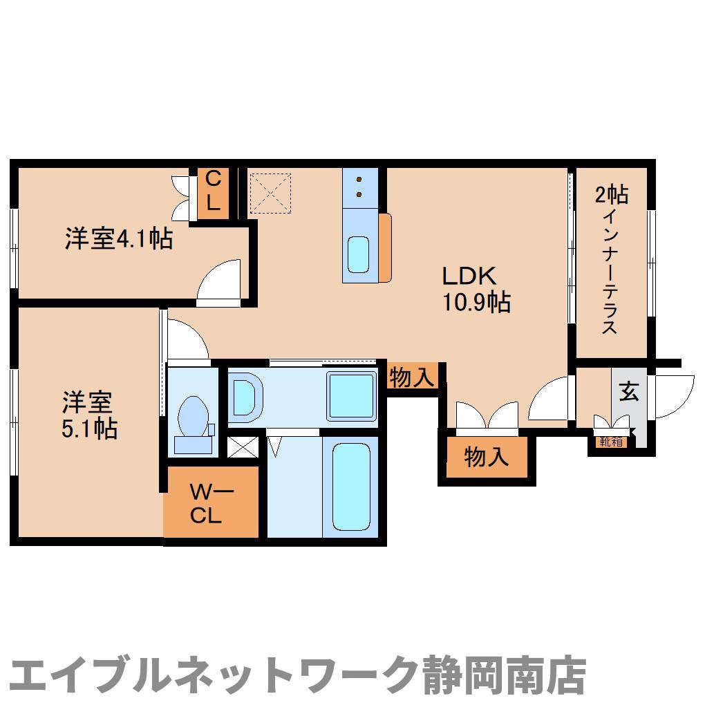 焼津市石津アパート(2LDK/1階)の間取り写真