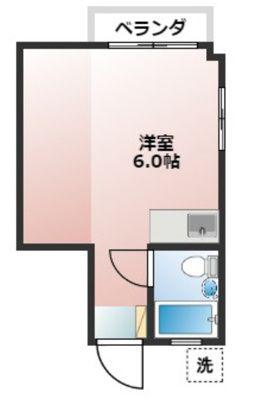 ヴィラ青山(ワンルーム/2階)の間取り写真