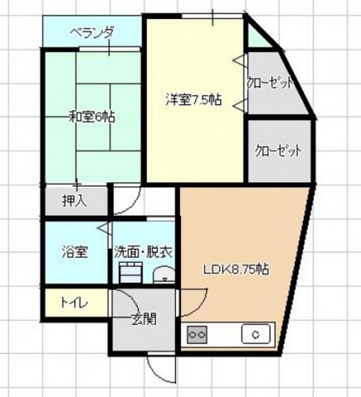 ネオライフ舟入(2DK/10階)の間取り写真
