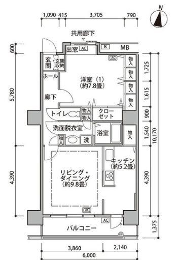 東雲キャナルコートCODAN18号棟(1LDK/7階)の間取り写真
