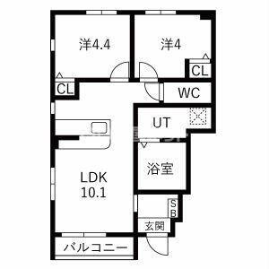 VERTEX市原II(2LDK/1階)の間取り写真