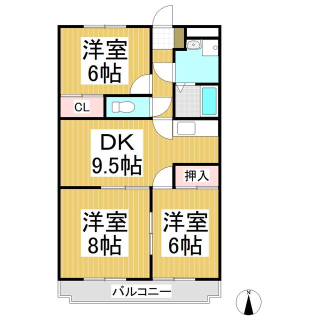 ソレイユ三本柳(3DK/1階)の間取り写真