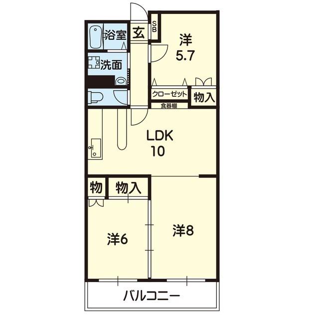 スカイハイツ楠(3LDK/1階)の間取り写真