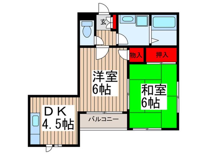 シャトレー・ヴラン(2DK/2階)の間取り写真