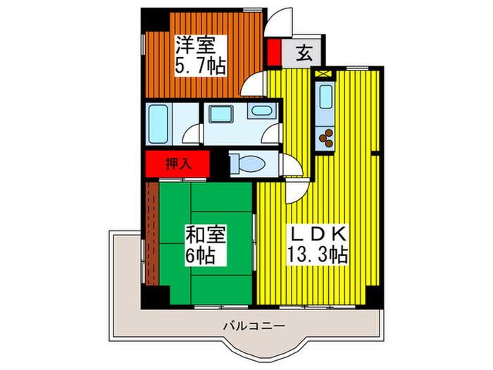 エクレール川口(2LDK/5階)の間取り写真