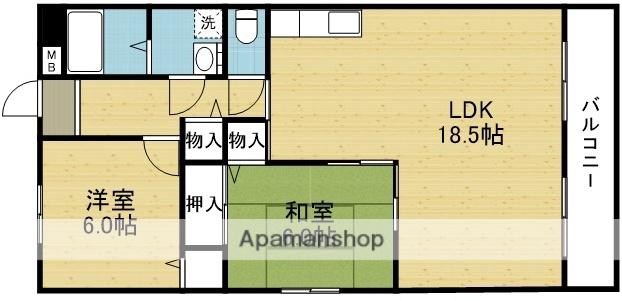 ブルースカイ(2LDK/4階)の間取り写真