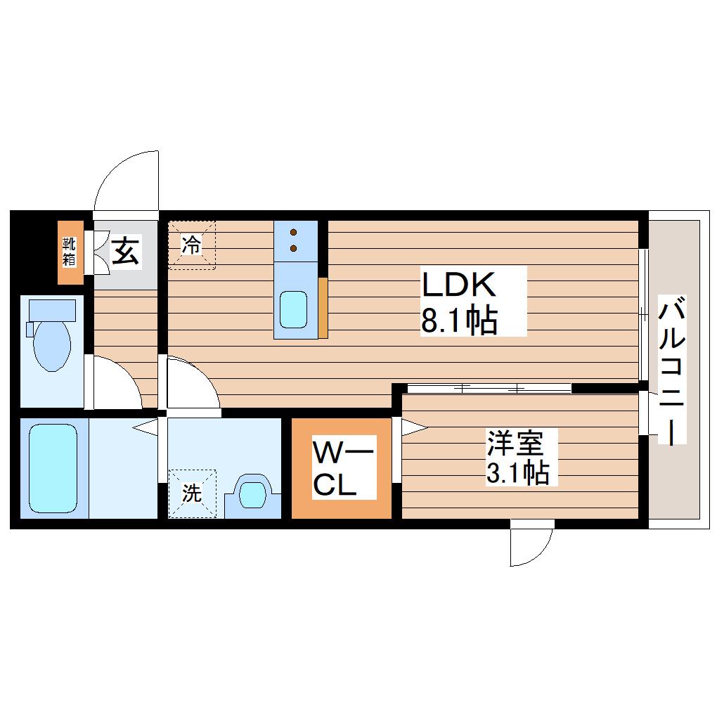 ガス割第六弾 LUCENTE(1LDK/1階)の間取り写真