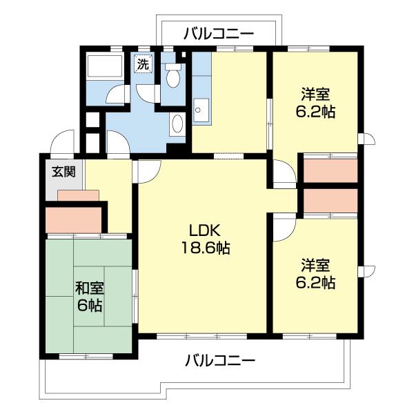 わんだふる関戸(3LDK/1階)の間取り写真