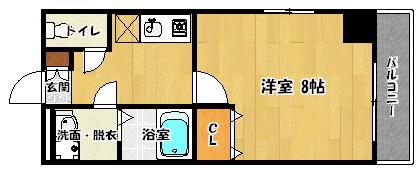 プレステージ薬院(1K/6階)の間取り写真