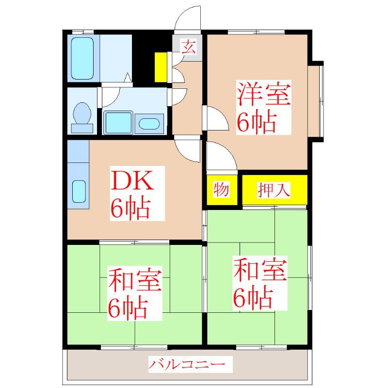 パストラールII(3DK/3階)の間取り写真