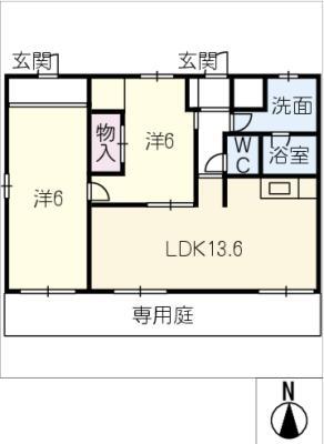 サンメゾン宮西(2LDK/1階)の間取り写真