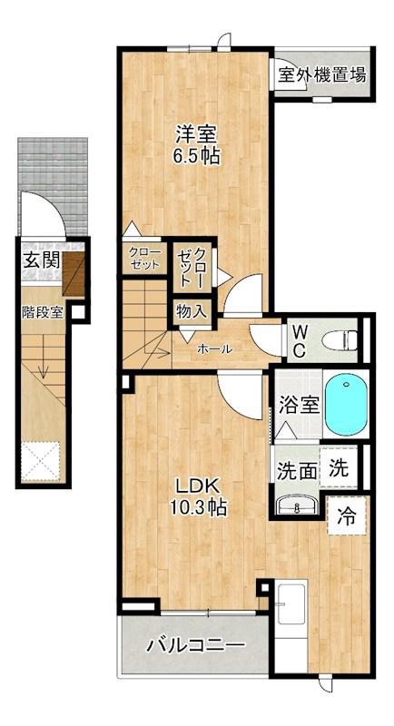 ヴェルデメゾン(1LDK/2階)の間取り写真