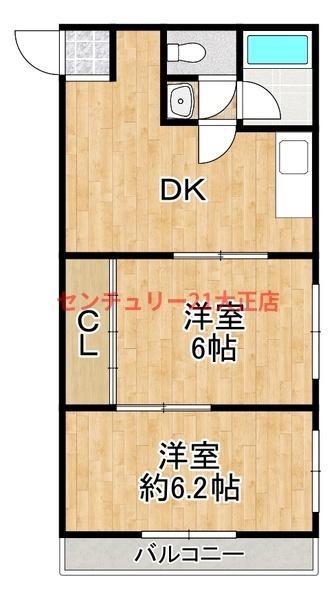 NUVA 91(2DK/2階)の間取り写真
