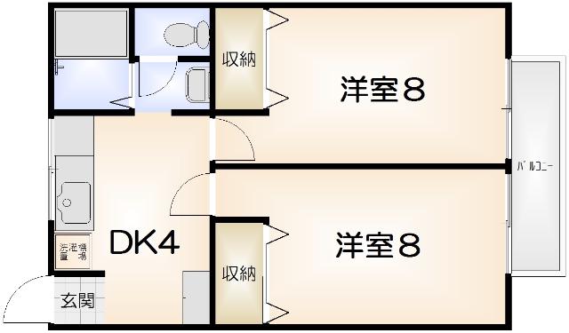 セジュール林 A(2DK/2階)の間取り写真