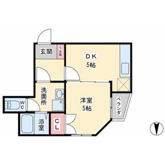 カーサ金代(1DK/1階)の間取り写真