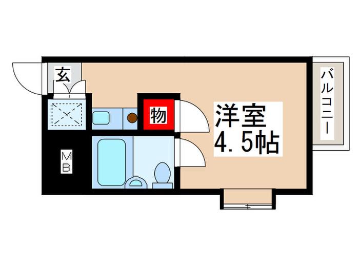 パールマンション立川(ワンルーム/2階)の間取り写真