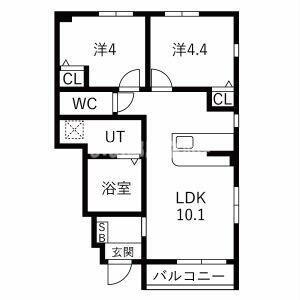 VERTEX市原II(2LDK/1階)の間取り写真