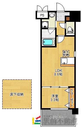 RIZ GRANDE 花畑(1LDK/6階)の間取り写真