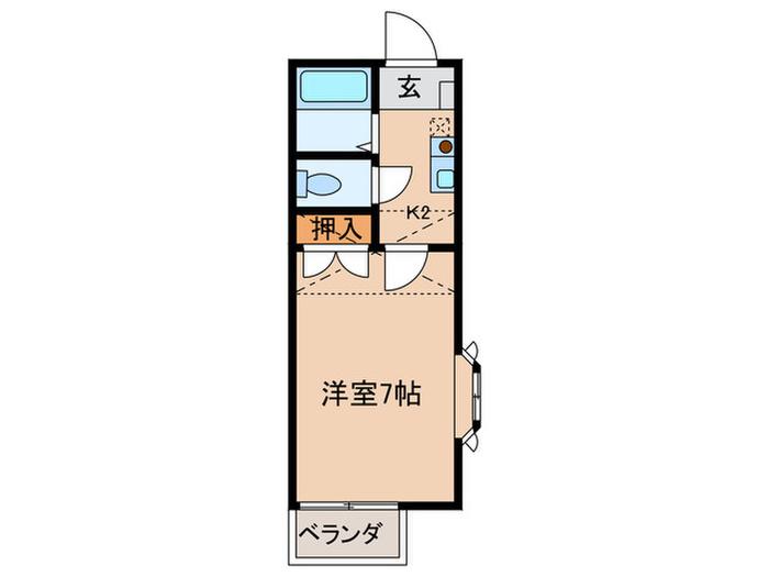 ヴィラ・ヴィクトリア(1K/2階)の間取り写真