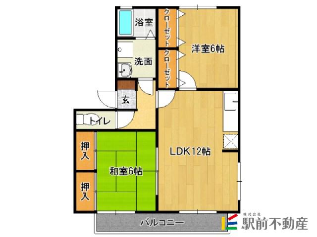 エクセル東櫛原(2LDK/1階)の間取り写真