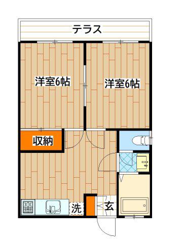 杉山コーポ(2DK/1階)の間取り写真