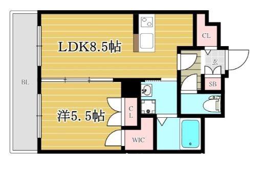 エクセラ大濠公園西(1LDK/3階)の間取り写真