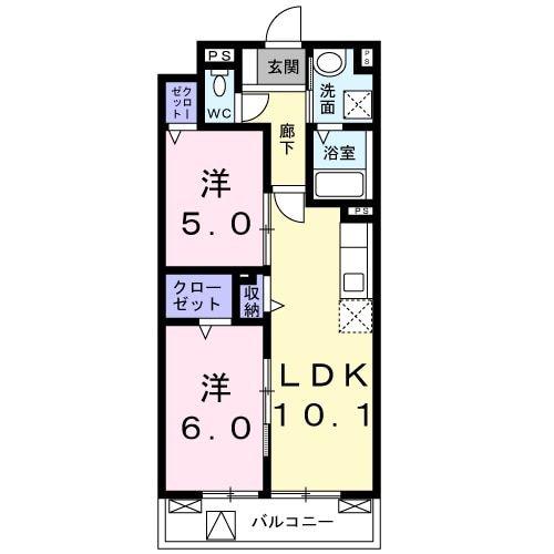 グランスクエア(2LDK/5階)の間取り写真