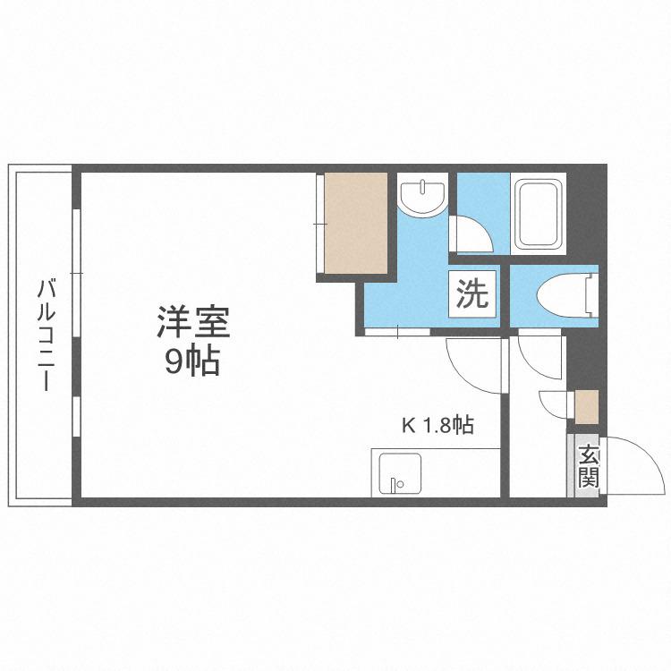ルーブル4条館(1K/6階)の間取り写真