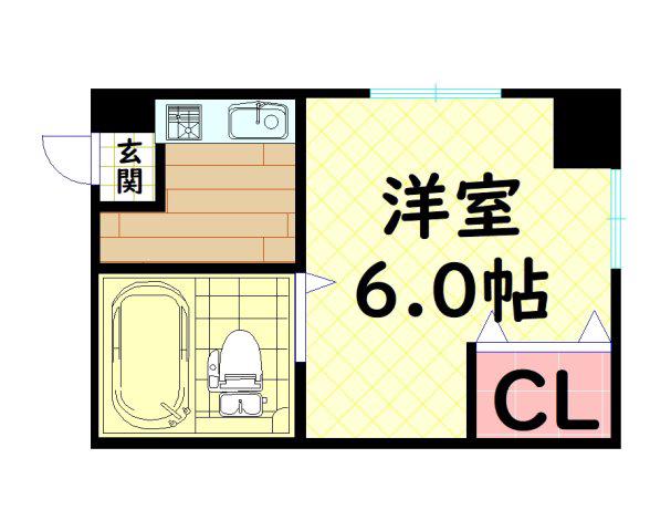 スペリオール学園前(1K/2階)の間取り写真