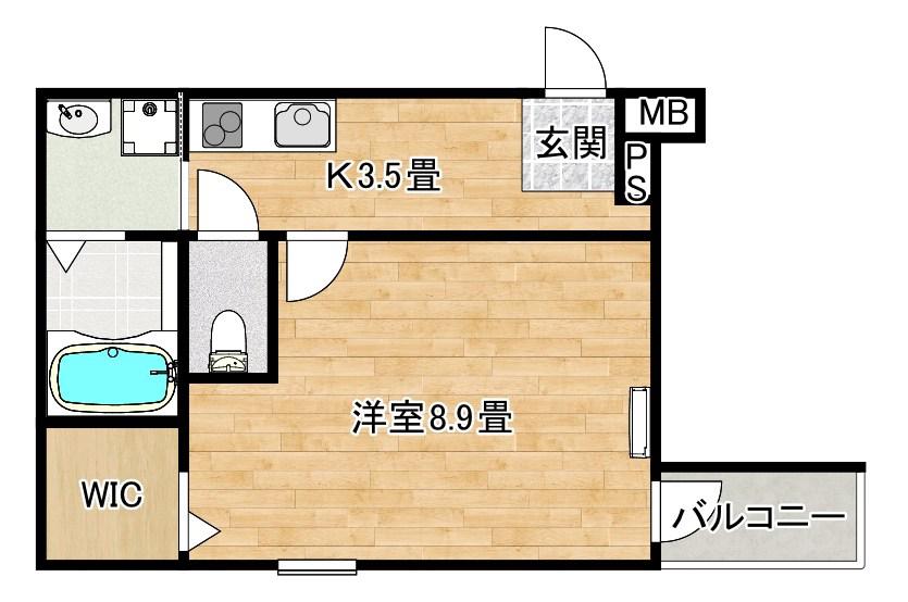 フジパレス百舌鳥駅南II番館(1K/2階)の間取り写真