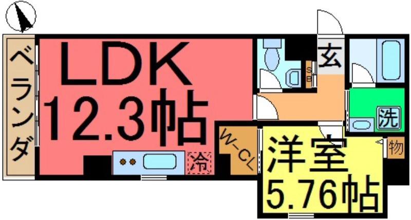 セント・ラヴェール新小岩(1LDK/5階)の間取り写真