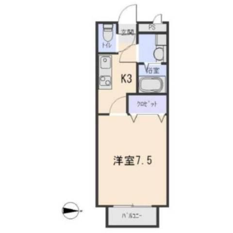 第五カネイ八帖北町アパート B棟(1K/1階)の間取り写真