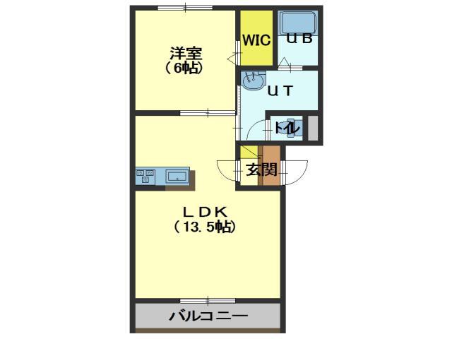 インペリアルS(1LDK/4階)の間取り写真