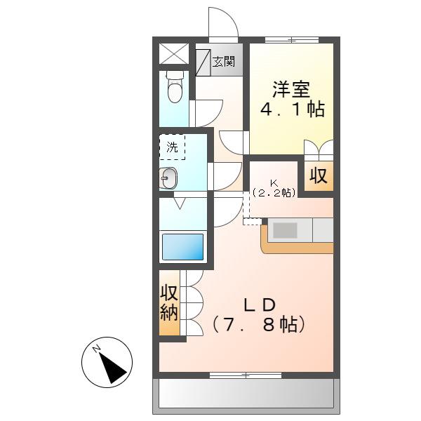 SHELLGRANDE松森(1LDK/2階)の間取り写真