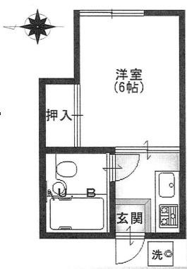 コーポラス野島(1K/1階)の間取り写真