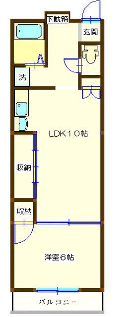 ハイツ磯子台(1LDK/2階)の間取り写真