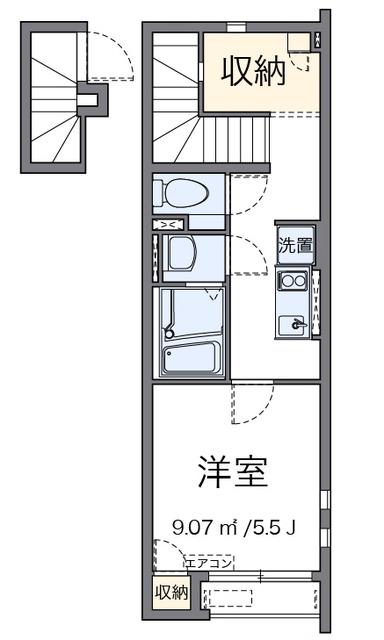 クレイノセフィーロ籠池(1K/2階)の間取り写真