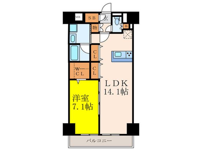 カルム小西III(1LDK/8階)の間取り写真