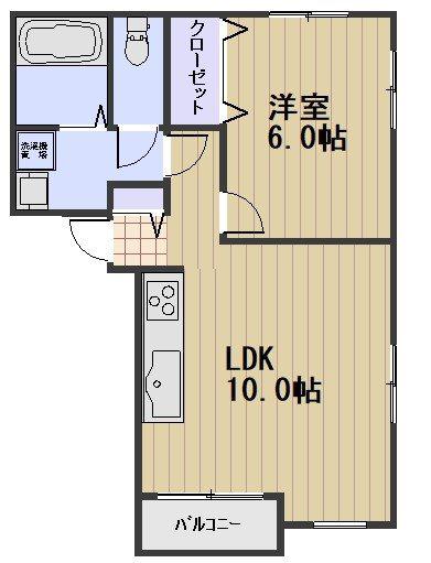 ラディッシュタウン撫川壱番館(1LDK/1階)の間取り写真