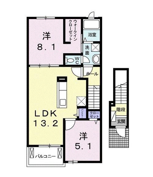 イーストワンハルズ(2LDK/2階)の間取り写真