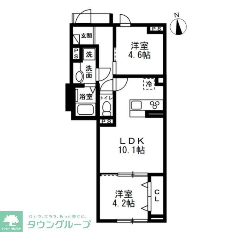 BONHEUR(2LDK/1階)の間取り写真