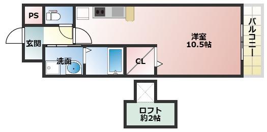 サンアビテ(ワンルーム/2階)の間取り写真