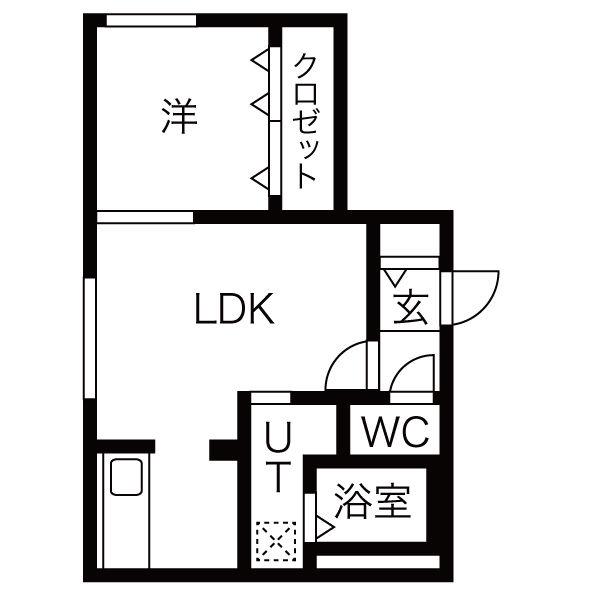 エアフォルク八軒(1LDK/1階)の間取り写真