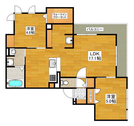 DーROOM上新庄南口(2LDK/2階)の間取り写真