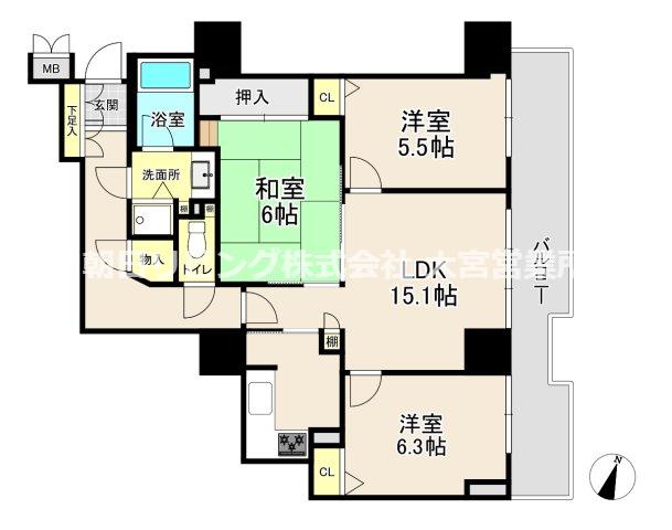 ポルテ29(3LDK/24階)の間取り写真