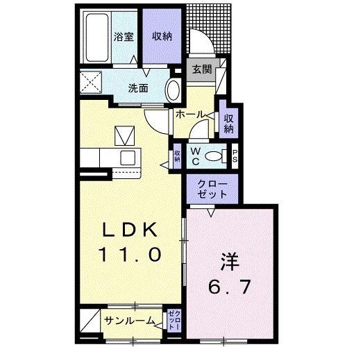 シェノン(1LDK/1階)の間取り写真