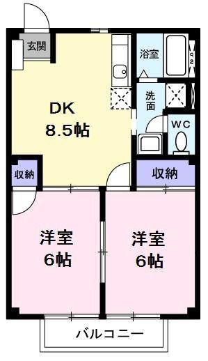 ニューシティ原島(2DK/2階)の間取り写真