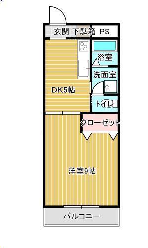 ハイデンスニーズ(1DK/8階)の間取り写真