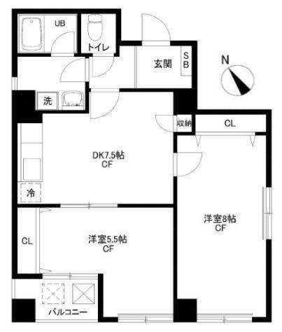 パレス芙蓉(2DK/6階)の間取り写真